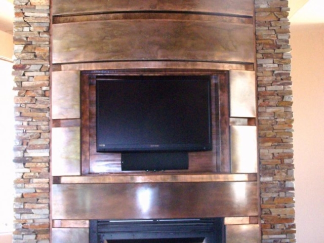 Custom Copper/Rust Fireplace Front