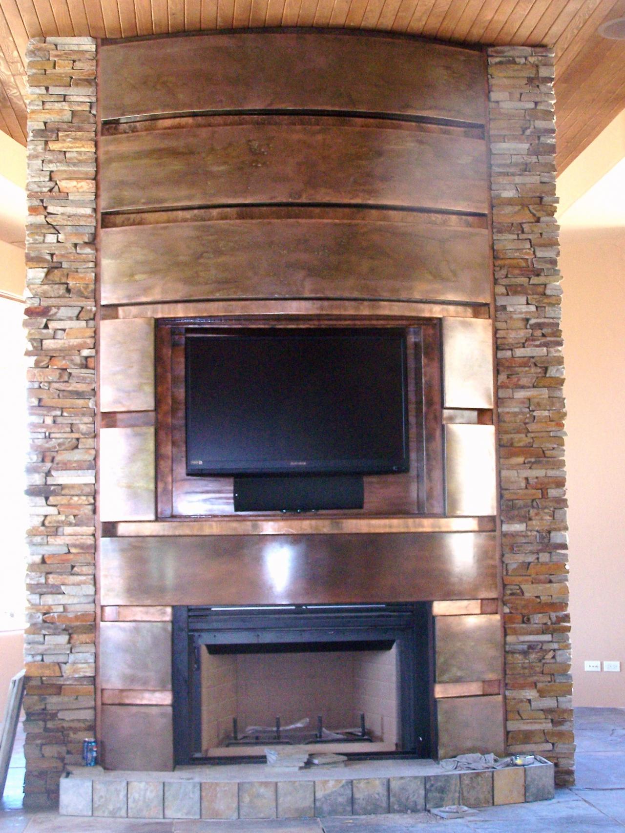 Custom Copper/Rust Fireplace Front